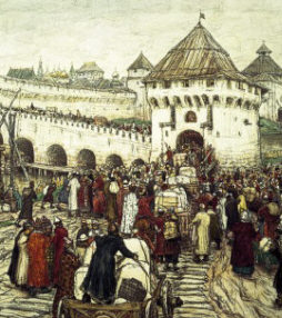 В осадное сиденье. Троицкий мост и башня Кутафья Худ. Аполлинарий Васнецов