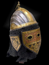 Шлем с забралом укрепленным на кольчуге. 
