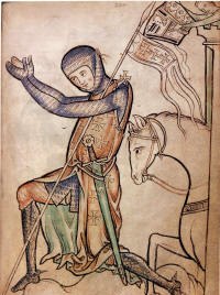 миниатюра из Вестминстерского псалтыря - рыцарь в полном облачении