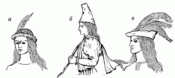 Чоловічі головні убори.Європа XIV&mdash;XV ст.