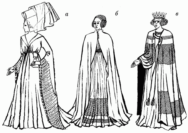 Жіночый упленд і мантія 14-15 ст.