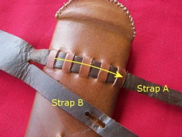 установка ременной перевязи на ножны