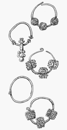 Трибусинные сережки из захоронений