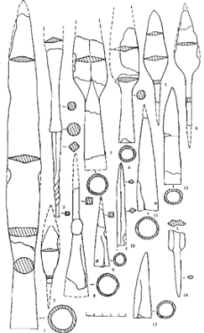 наконечники копий, сулиц, втоки