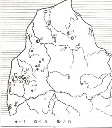 Места находок наконечников ножен мечей на территории Курземе
