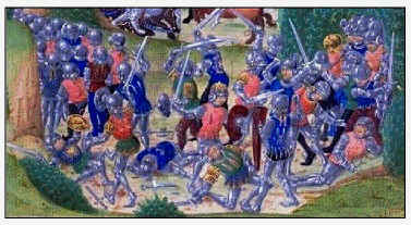 меч и баклер, средневековый рисунок, фреска, фехтование