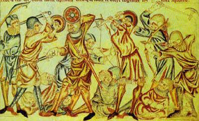 меч и баклер, средневековый рисунок, фреска, фехтование