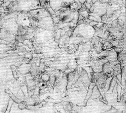 меч и баклер, средневековый рисунок, фреска, фехтование