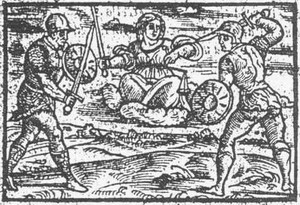 меч и баклер, средневековый рисунок, фреска, фехтование