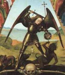 меч і баклер, средньовічний малюнок, фреска, фехтвання, черт, чорт