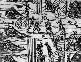 меч и баклер, средневековый рисунок, фреска, фехтование, пушки