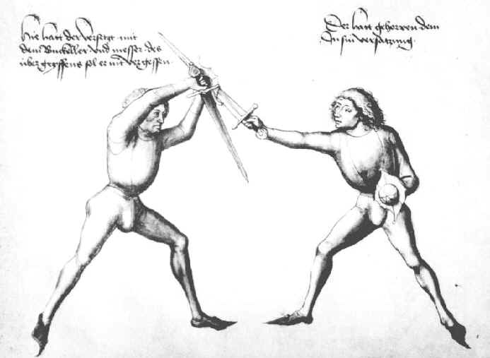 меч и баклер, средневековый рисунок, фреска, фехтование