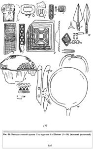 Находки степной группы II из кургана 3 в Шипове (1-16) (масштаб различный)