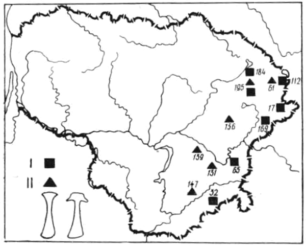 Распространение боевых топоров в Литве