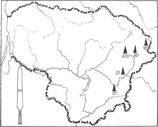 Распространение наконечников копий III типа