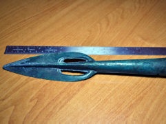 Крупный бронзовый прорезной наконечник копья Белозерской культуры