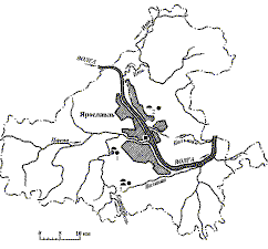 Раннесредневековые древности Ярославского Поволжья: 1 – Тимеревский археологический комплекс; 2 – Михайловский археологический комплекс; 3 - Петровский археологический комплекс.