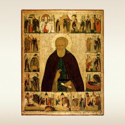 Икона. Преподобный Димитрий Прилуцкий, с житием