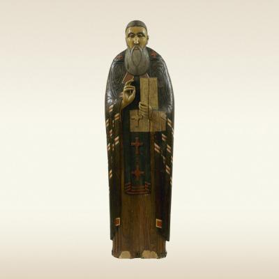 Рельефная фигура с крышки раки. Святой Иоанн, архиепископ новгородский, 16 век