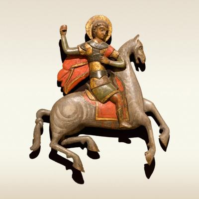 Деревянная статуя. Чудо святого Георгия о змие