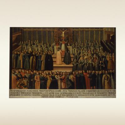 Картина: Заочное обручение Марины Мнишек с Лжедмитрием I в Кракове