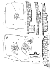 Сидорово 2000. Раскоп 2.1,2- помещение 2; 3-5 - помещение 4.