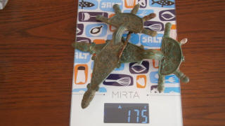 Пара древнеславянских бронзовых пальчатых фибул