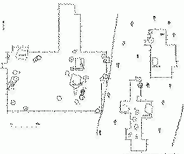 Ситуационный план расположения раскопов 2 (2000 г), 5 (2001-2002 гг), 7 (2002 г).