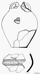 Сидоровское городище. Керамика: 1 &mdash; раскоп 10, скопление 1;. 2 &mdash; раскоп 9, хоз. яма б, скопление 1.