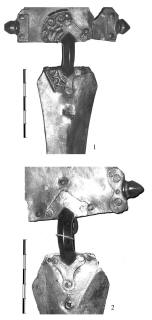 Конструкция фибул группы Б: 1 — кат. №5, 2 — кат. №9.