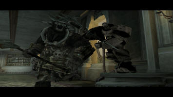 Голем бьёт по спине багбира | Forgotten Realms: Demon Stone