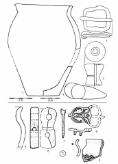 Славянская пряжка с орнаментированным щитком. 1-4 - Будуряска, постройка В15; 5-9 - Балта-Верде, погребение 1.