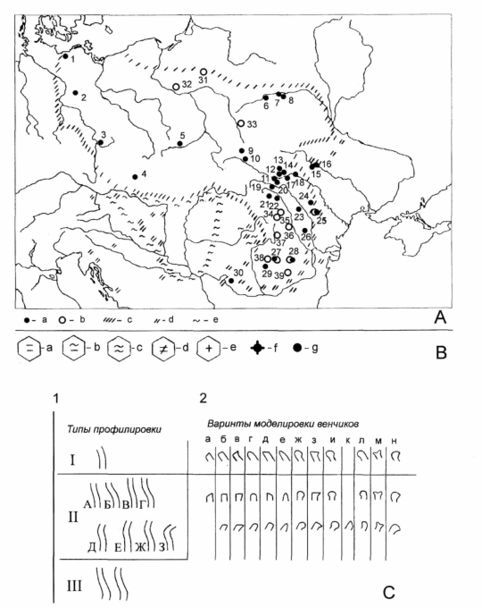 Распространение памятников пражской культуры с датирующими вещами