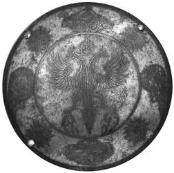 Навершие – «умбон» деревянного щита с изображением Двуглавого Орла. Россия, Москва, 17 век