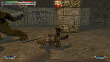 Перекаты - уход от атак Минотавра  Severance: Blade of Darkness