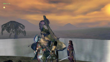 Гимли и Арагорн лупят троля. Боромир, кажется начал что-то понимать.