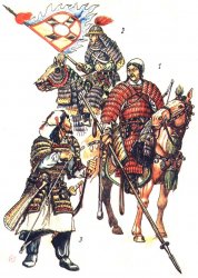 Горелик М. В. Ранний монгольский доспех. 1 - монгол 2 - чжуржень 3 - киданец