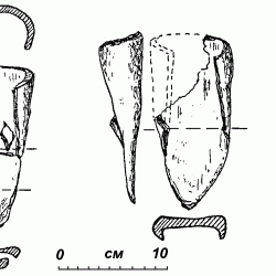 Железные части пахотных орудий из поселения 	Автуничи
