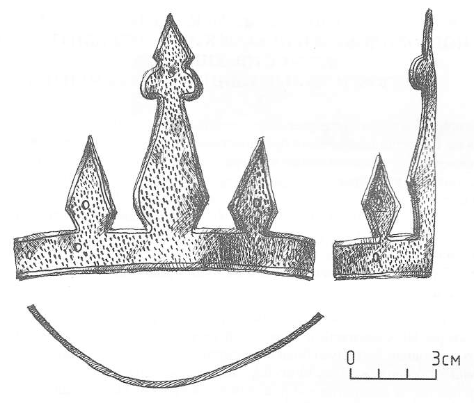 Налобный трезубец от шлема. Троицкий раскоп (Великий Новгород, Россия)