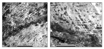 Макросъемка поверхности полумаски из Вщижа.