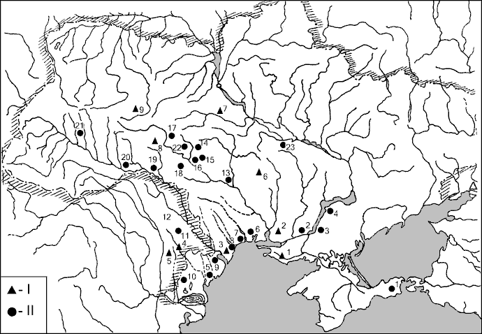 Схема взаимного расположения зольников и клепаных котлов сабатиновской-белогрудовского круга