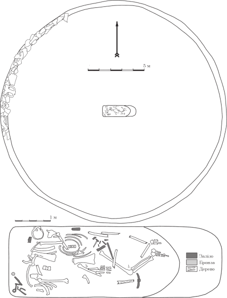 Курган 6. План кургана и погребения